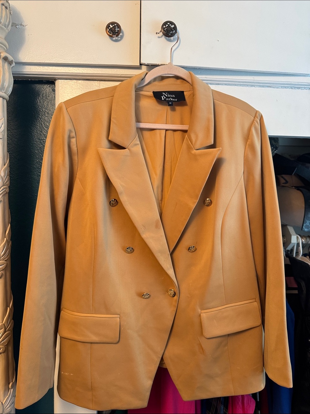 Parker Camel Double-Breasted Blazer